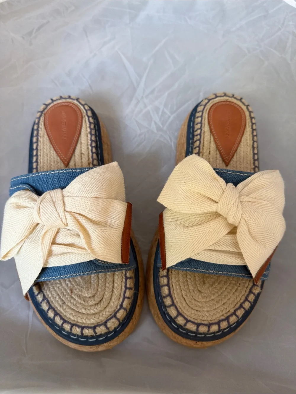 Zimmerman Bow Flatform Denim Espadrille Mules